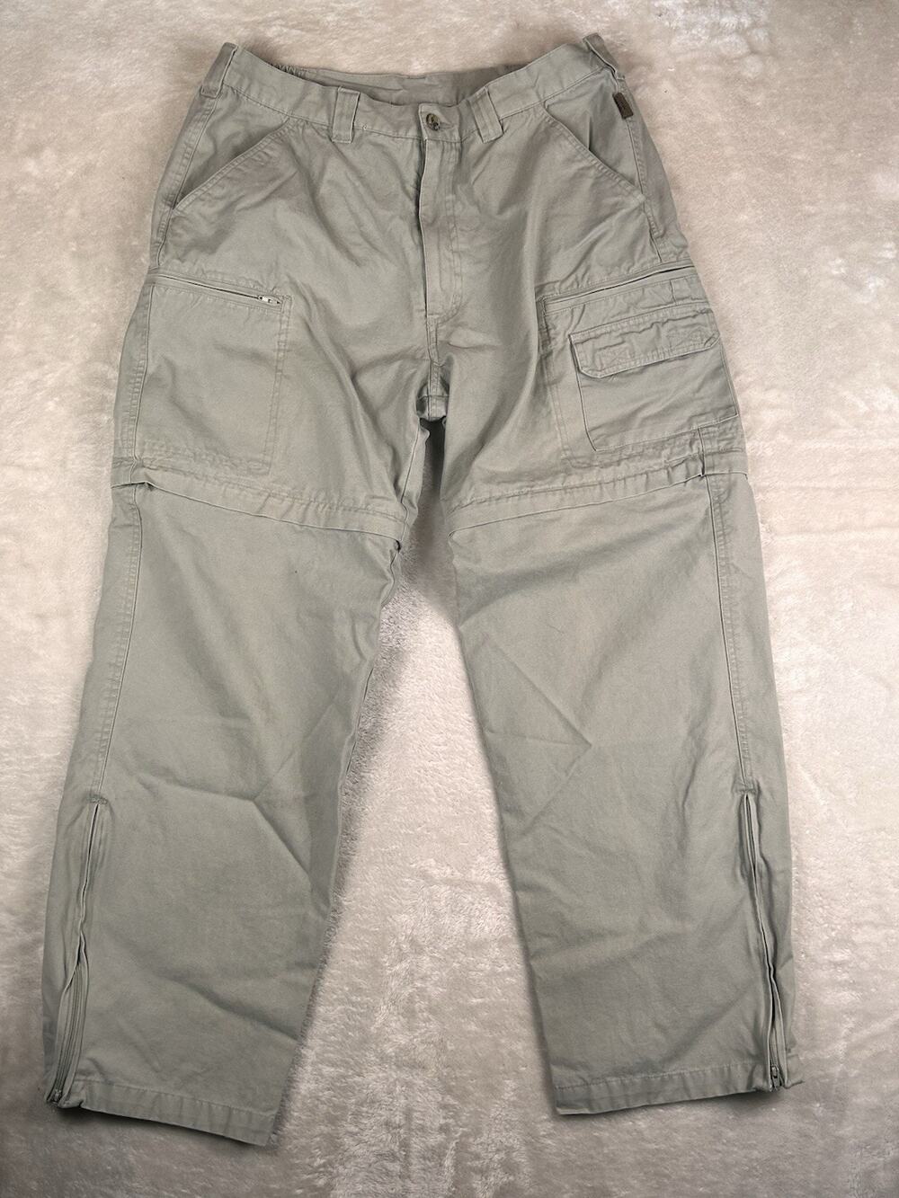 Gander Mountain Guide Series Pants Men's Sz 34x32 Beige Convertible Cargo Hike